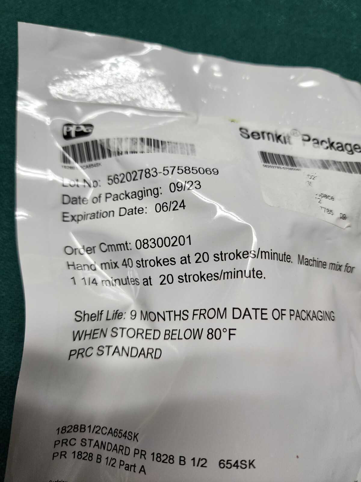 PR-1828 B-1/2 PPG AMS3277J Type 2, Spec Rapid cure tank sealant(NEW in Bag)