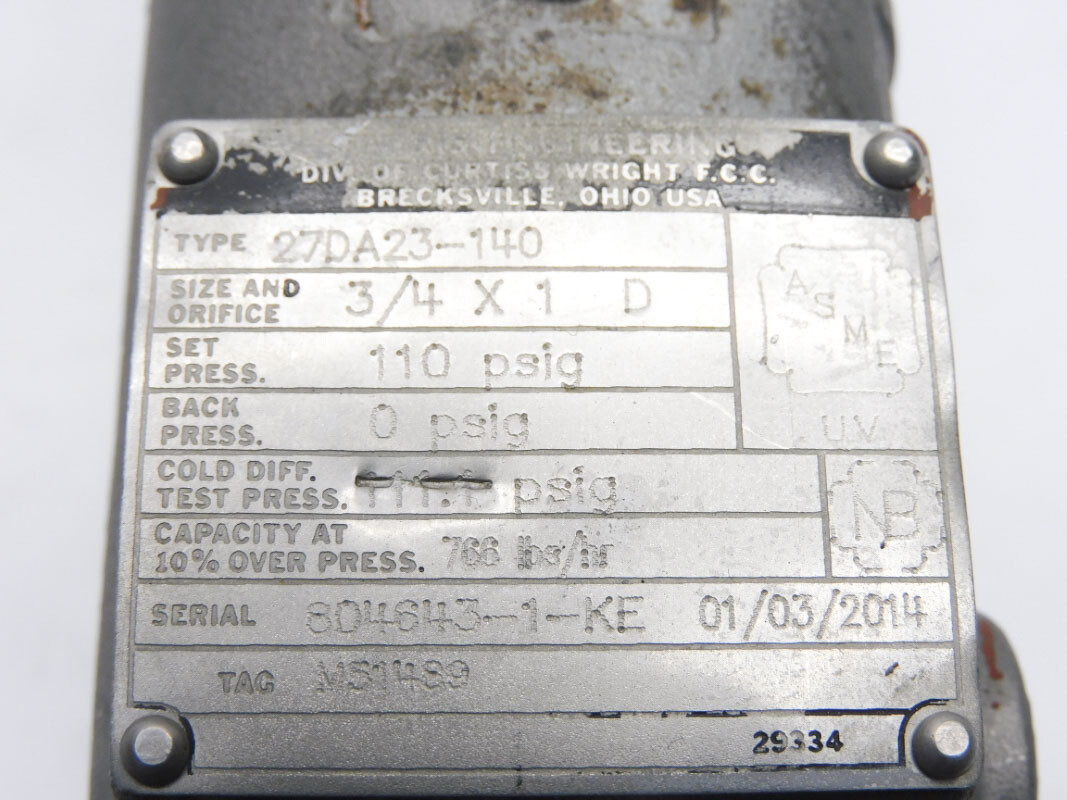 FARRIS 27DA23-140 110PSIG 3/4″X1″ NSNP