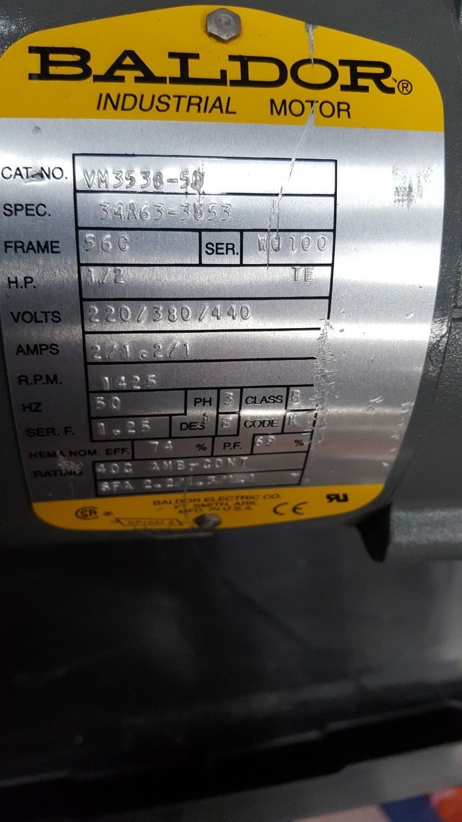 BALDOR VM3538-50 34A63-3853 MOTOR (BR5.1B3)