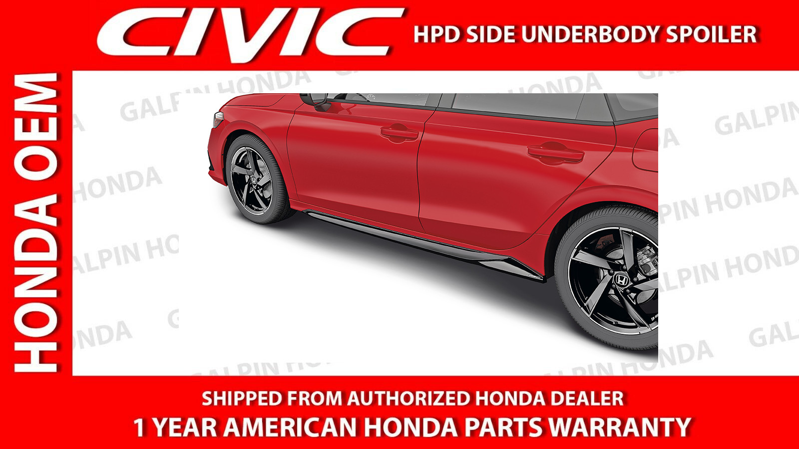 NEW 2022-2024 GENUINE HONDA CIVIC 4DR HPD SIDE UNDERBODY SPOILER [08F04-T20-100]
