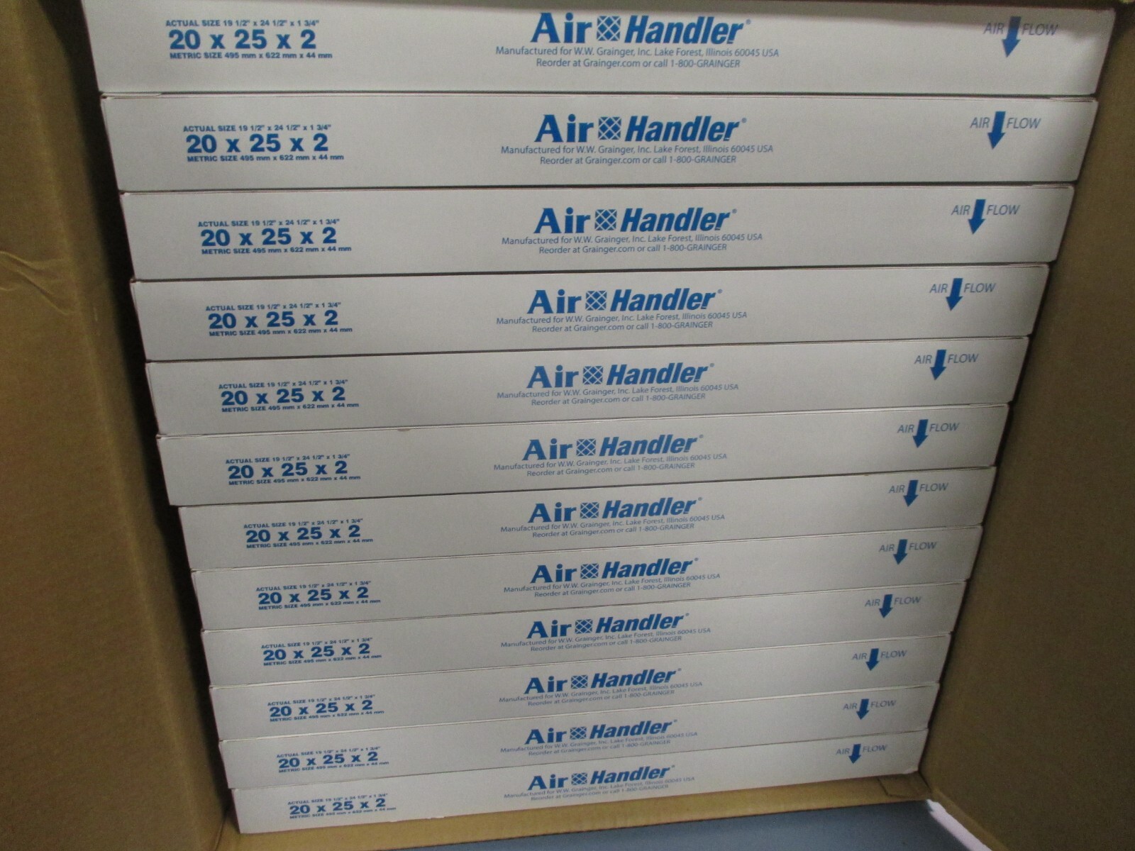 Box of 12 Air Handler 20″ X 25″ X 2″ HC Pleated Merv 8 Filter 6B930