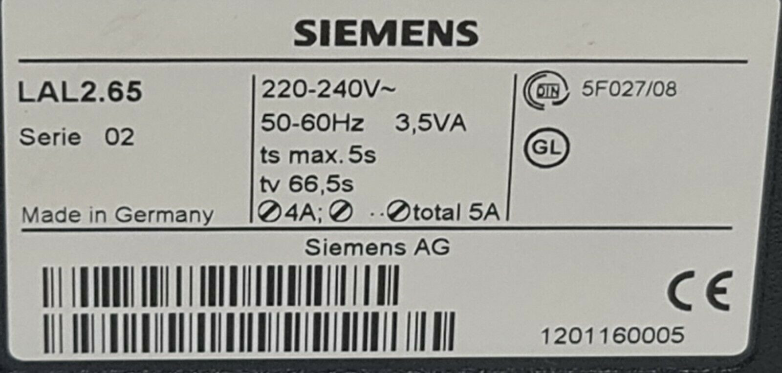 One SIEMENS LAL2.65 Burner Controller 220-240V Expedited Shipping