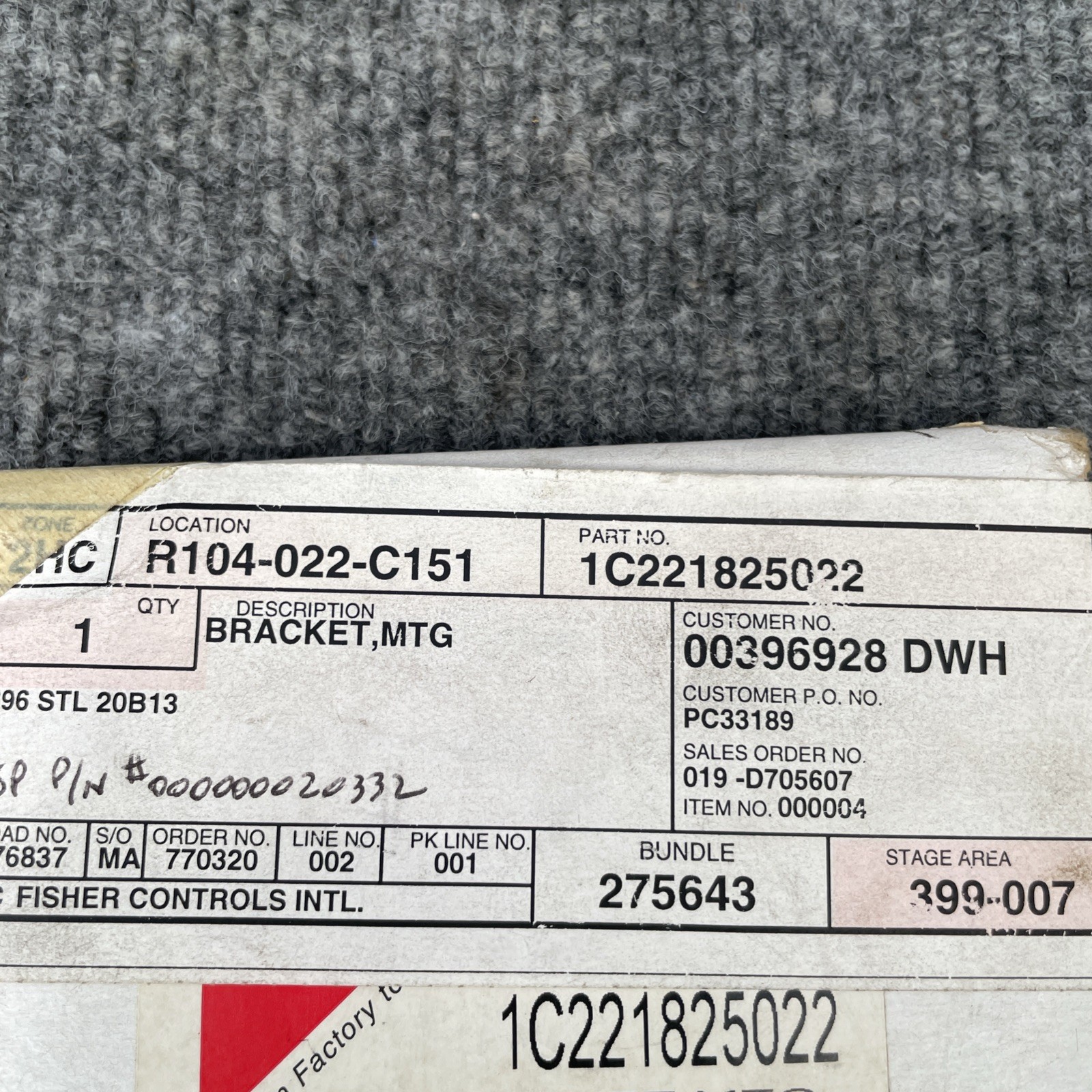 Fisher Controls 1C221825022 Plate Mounting Bracket New Other