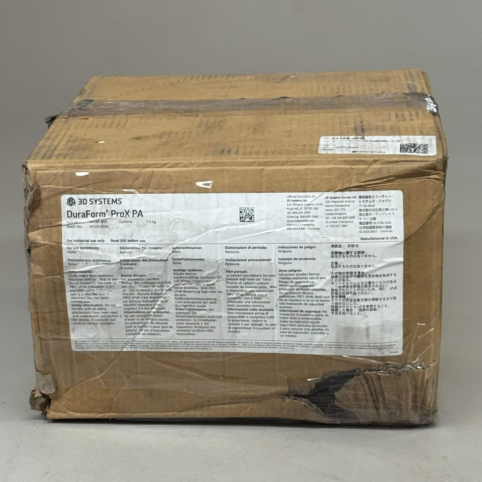 3D SYSTEMS DuraForm ProX PA SLS Tough Injection Thermoplastic Material 7.5 kg (1