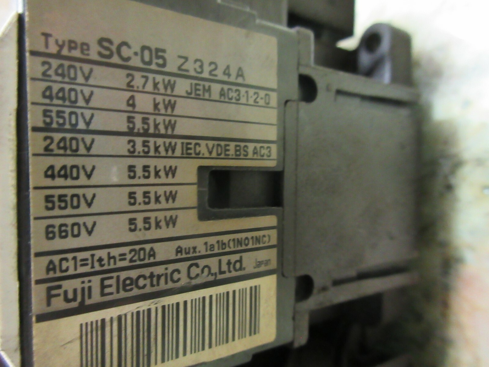FUJI CONTACTOR SC-05 JEM AC3 1-2-0 TR-ON/3 OKUMA MC-50VA CNC VERTICAL MILL LOT