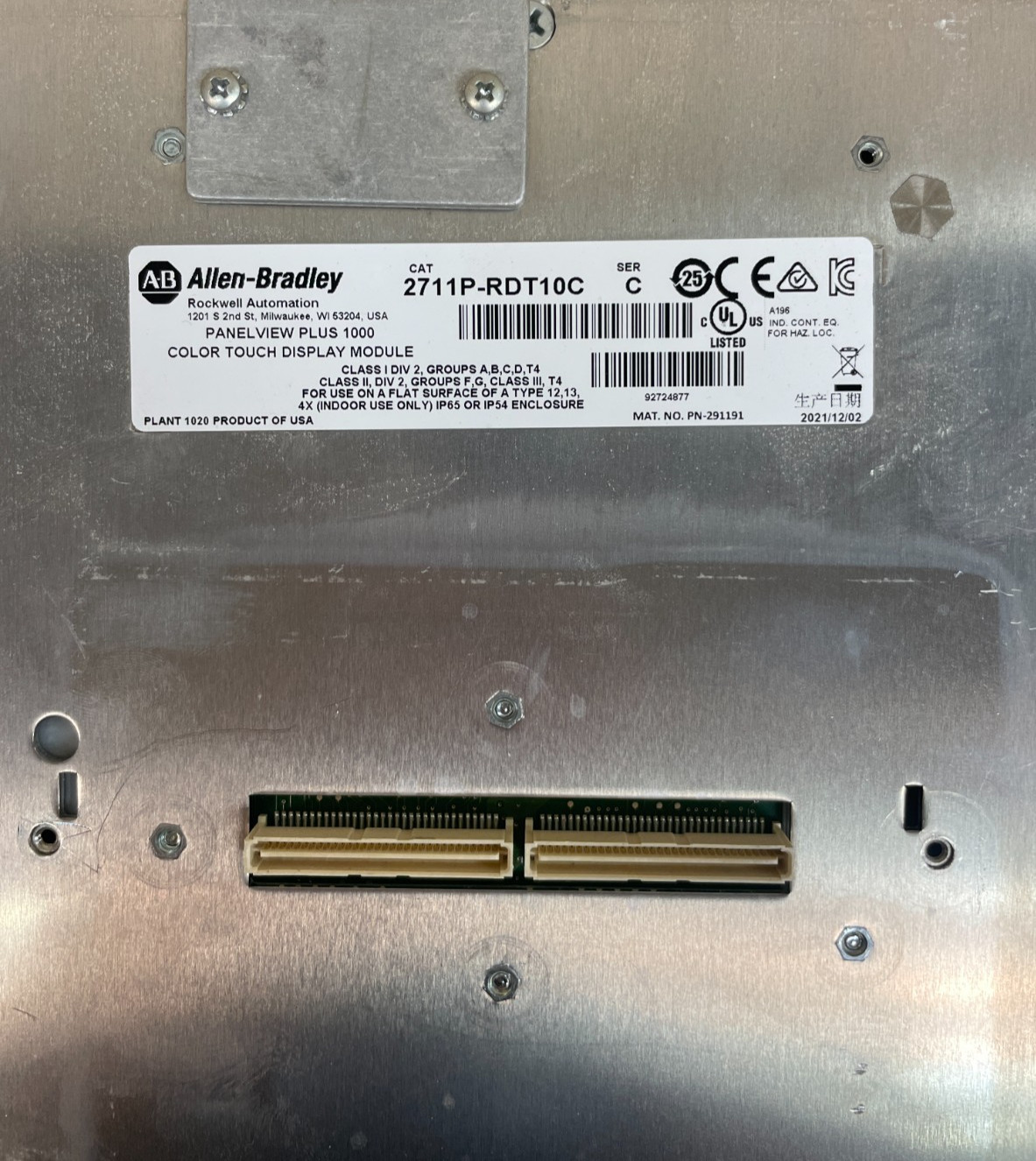 Allen Bradley PanelView Plus 1000 Color Touch Display 2711P-RDT10C C