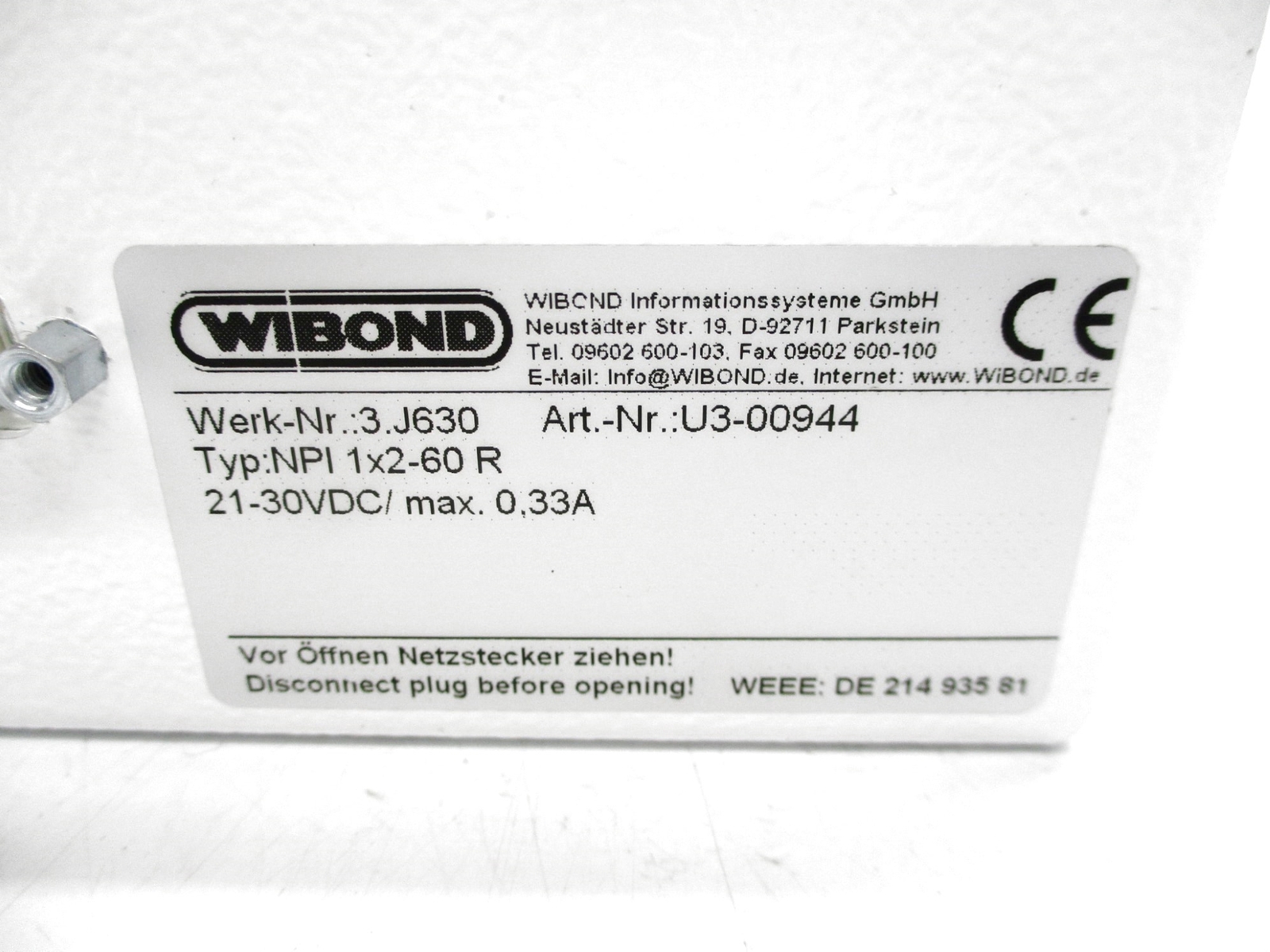 WIBOND 3.J63 U3-00944 NPI 1X2-60 R NSNP