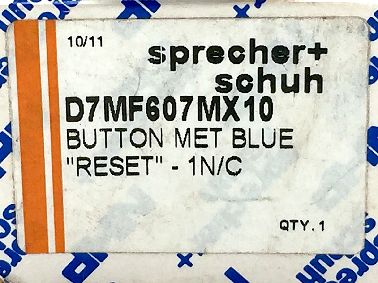 NHP Sprech+Schuh D7MF607MX10 Flush Push Button Metal Blue RESET 1N/C 600VDC 10A