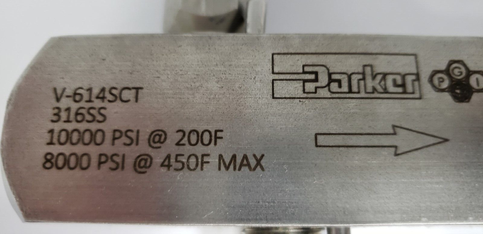 PARKER V-614SCT VALVE ASSEMBLY, 1/2″ MNPT x 1/2″ FNPT, 316SS, 10000 PSI, NIB