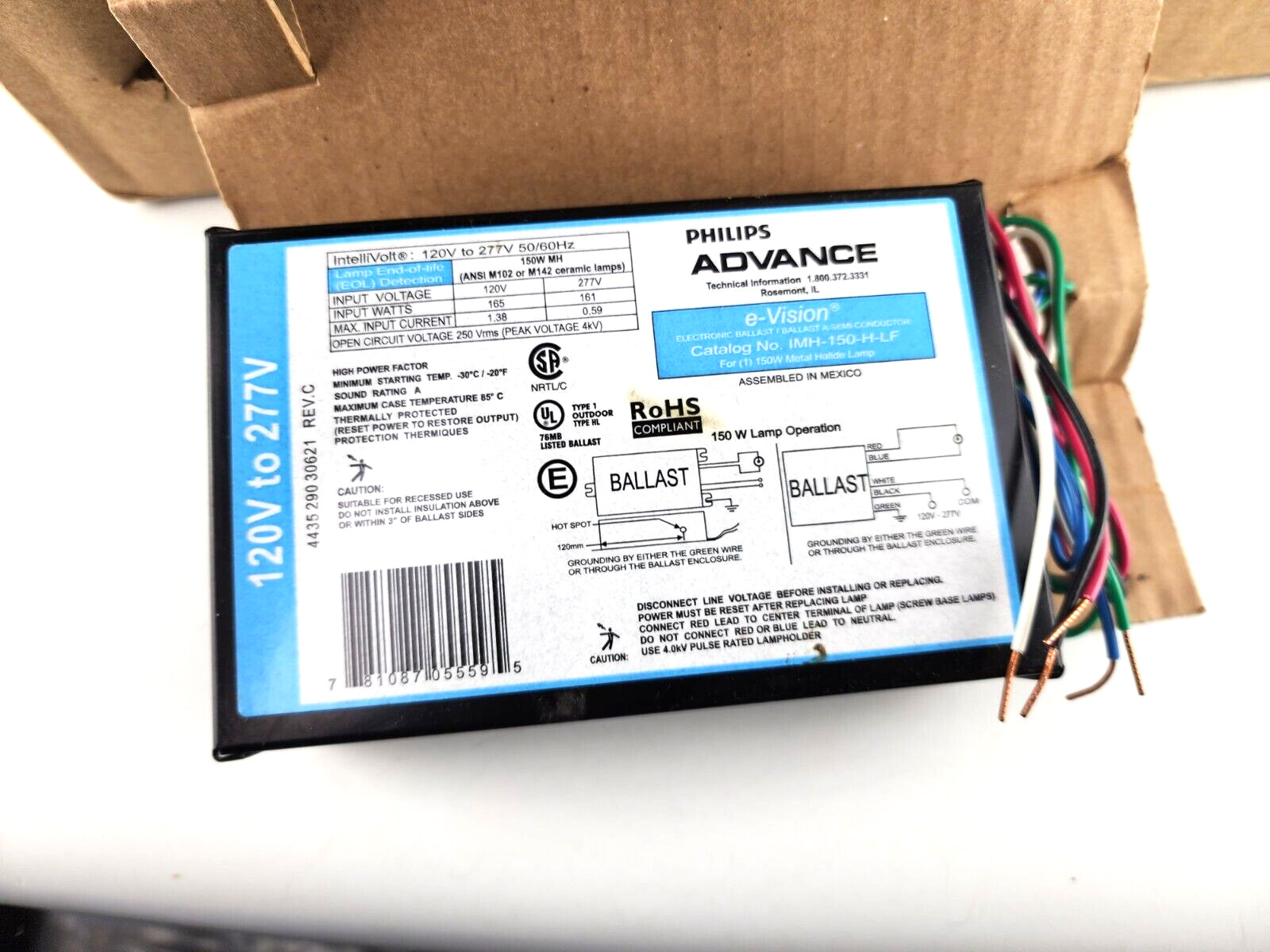 Philips Advance e-Vision IMH-150-H-LF Electronic Ballast 150W 1 Lamp
