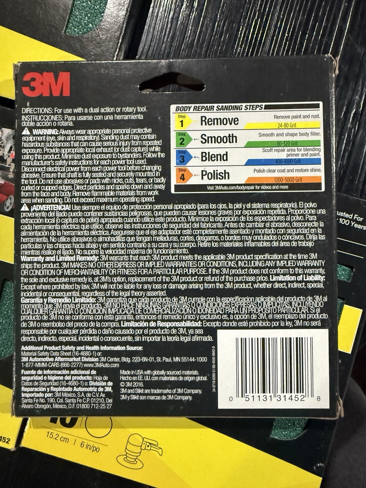 3M Sanding Discs with Stikit Attachment 10 Pack, 31452, 6 in, 40 g (Case of 10)