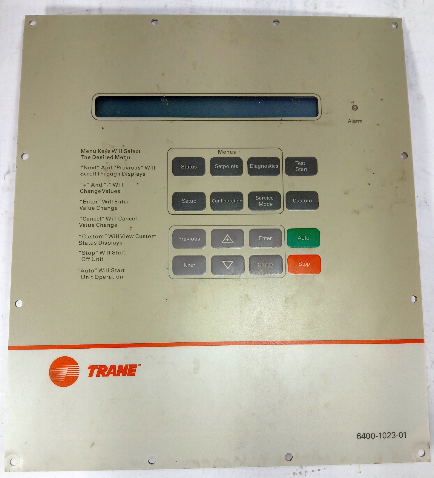 1 USED TRANE 6400-1023-01/ X13651094060 REV 100 CONTROL PANEL***MAKE OFFER***
