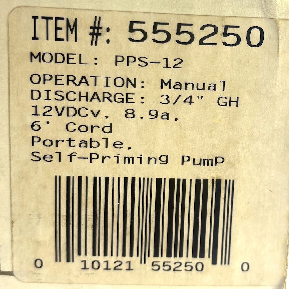 Water Wizard PPS-12 12Vdc Portable Utility Pump (New In Box)