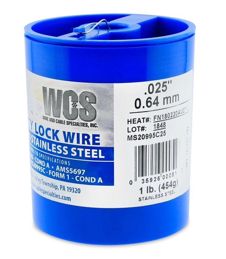 .025″ WCS Stainless Safety Lock Wire MS20995C25 One Pound Roll 595 Feet