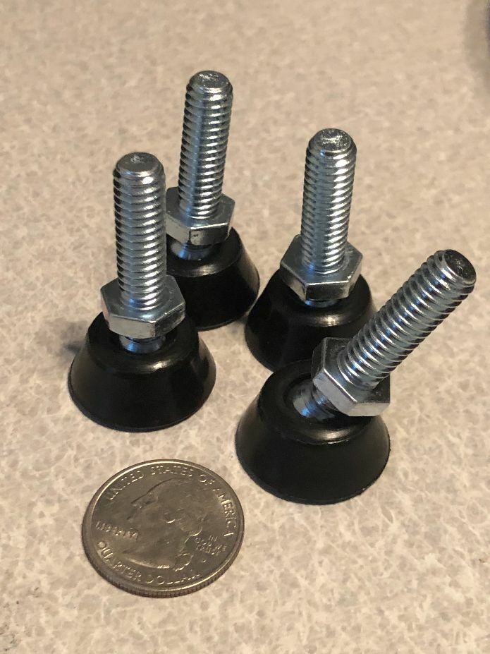 4 Pack – Articulating Swiveling 5/16-18 Stud Feet Foot Leveler Tri-Pod USA Made