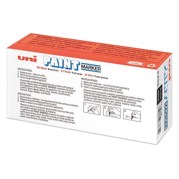 Uni-Paint 63731 Permanent Marker, Large Tip, Black Color Family, Paint, 6 Pk