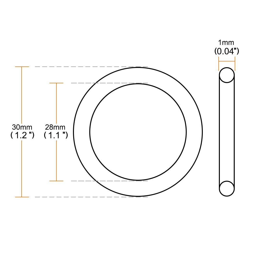 20Pack 30mm OD 1mm Thick Black Rubber O Ring Seal Washer Replacement