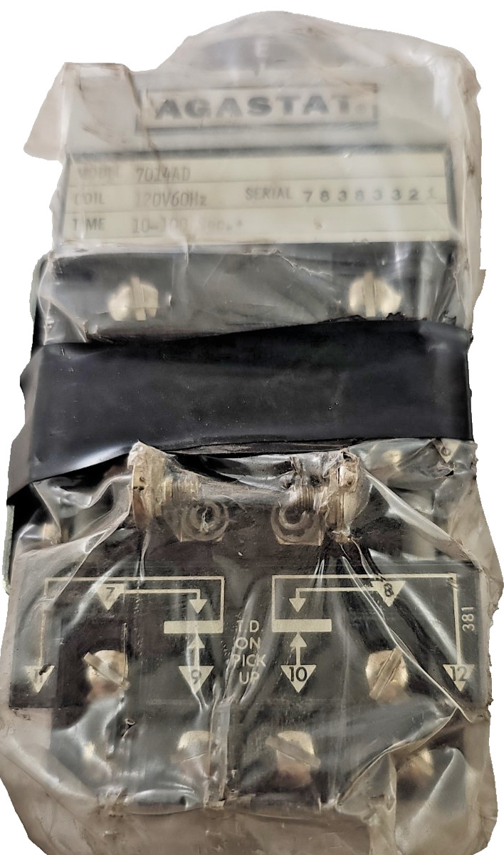 AGASTAT 7014AD TIMING RELAY 10-100SEC 120V 60HZ TIME DELAY