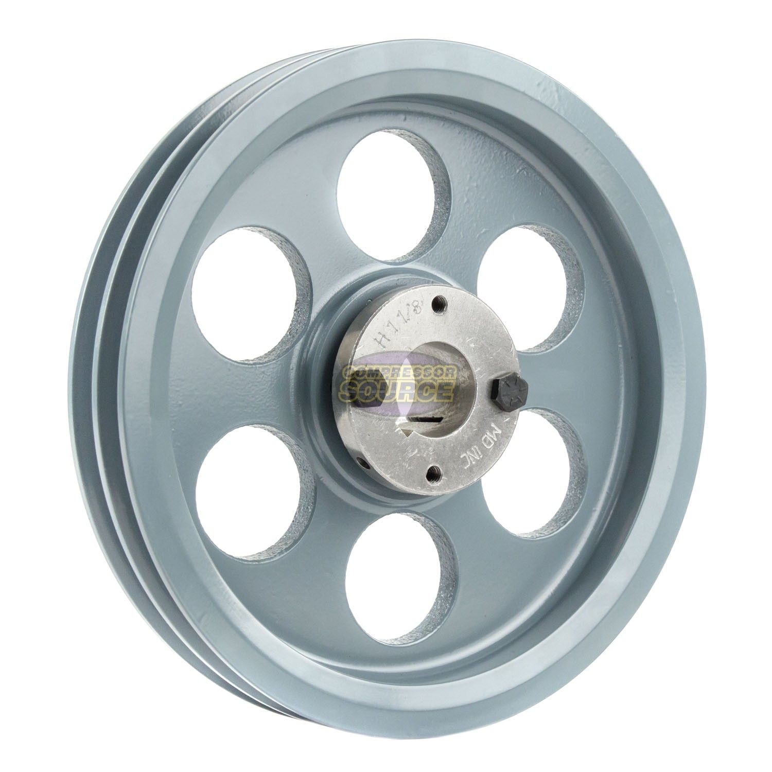 Cast Iron 8.25″ Dual Groove Pulley 2 Belt A Section 4L 1-1/8″ Sheave Bushing