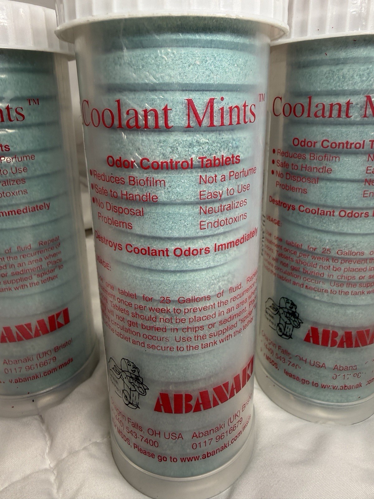 Abanaki Coolant Mints Odor Control Tablets for machine tool coolant sump pumps