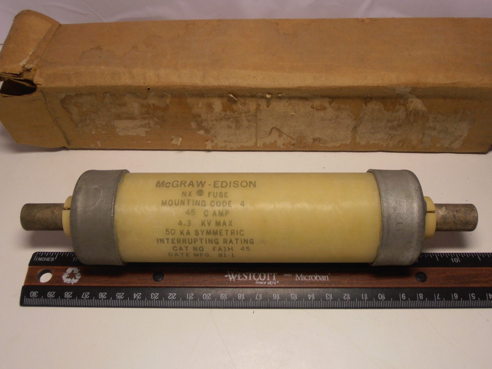 McGraw-Edison FA1H145 45 Amp 4.3KV Current Limiting Fuse Tested NOS Open Box 