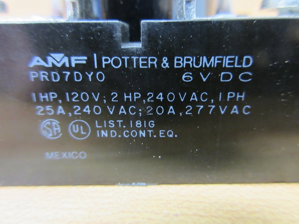 AMF Potter & Brumfield PRD7DY0-6V Relay PRD7DY0