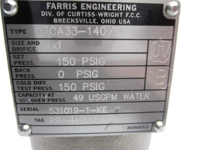 FARRIS ENGINEERING 27CA33-140/S4 150PSI 7/8″ NSNP