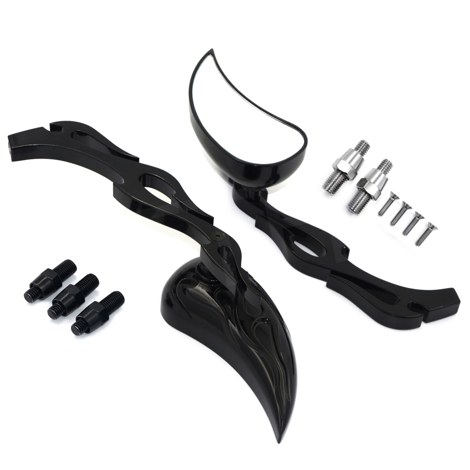 Black Teardrop Mirror For Yamaha Cruiser Royal Star Road Star V-Star Max Warrior
