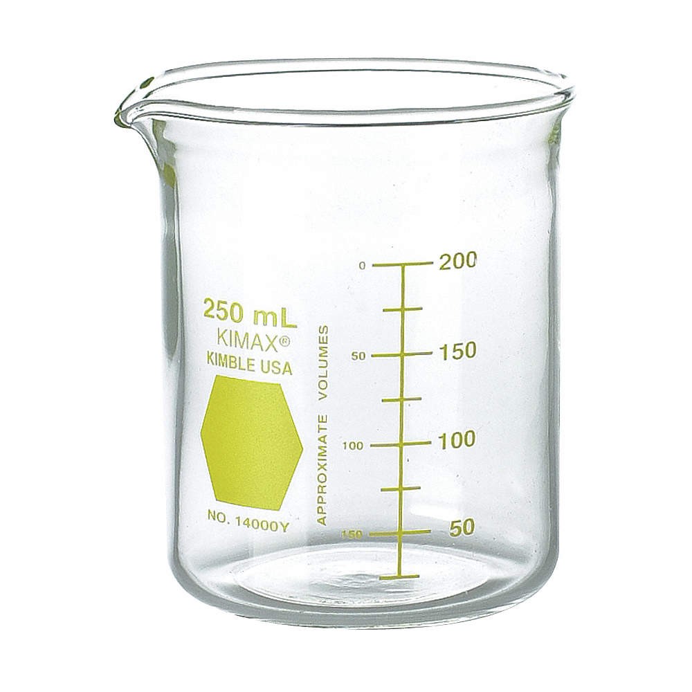 KIMBLE 14000Y-400 Beaker,400 mL,106 mm H,77 mm Dia,PK12 26CV76