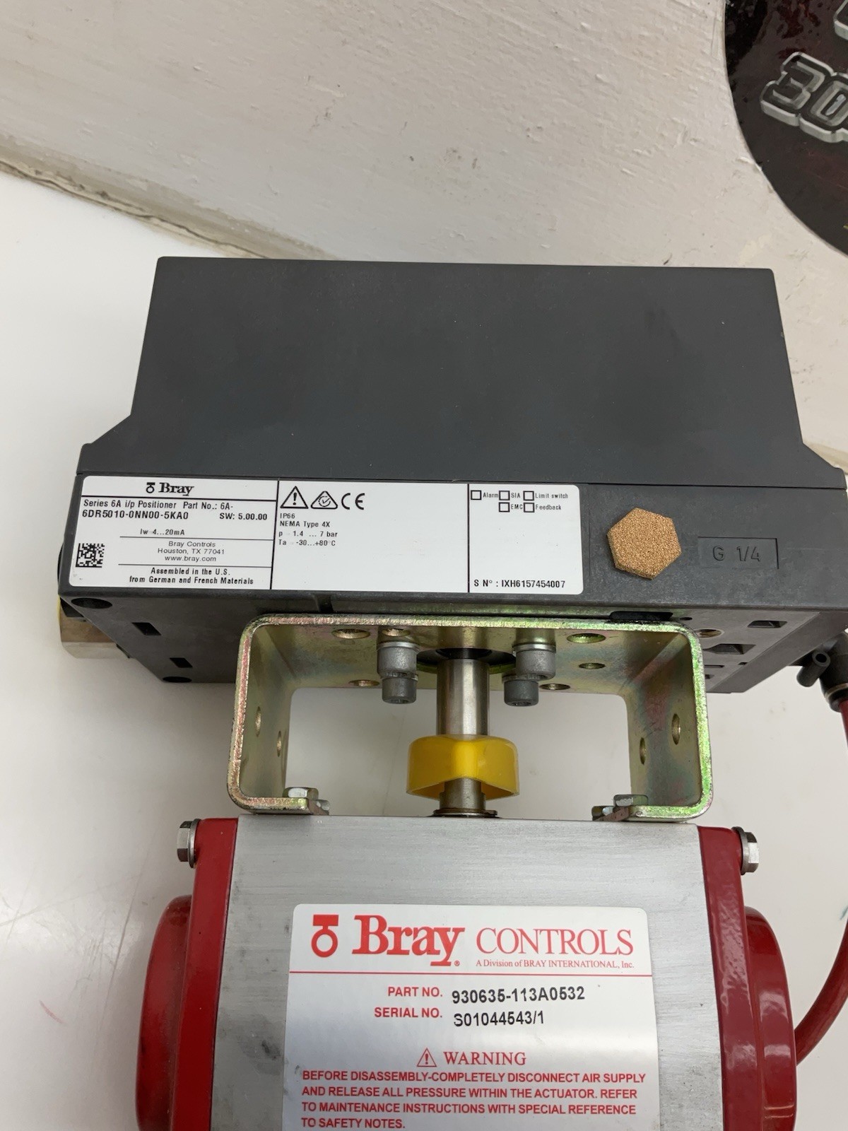 Flow-Tek Bray Actuated 1/2”Stainless Sanitary Control Valve W/ Positioner 6A NEW