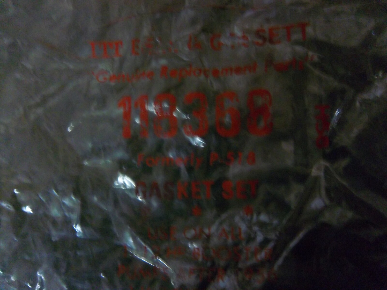 New OEM BELL & GOSSETT Gasket Set- #118368 Formerly P-518 ~ Aisle J