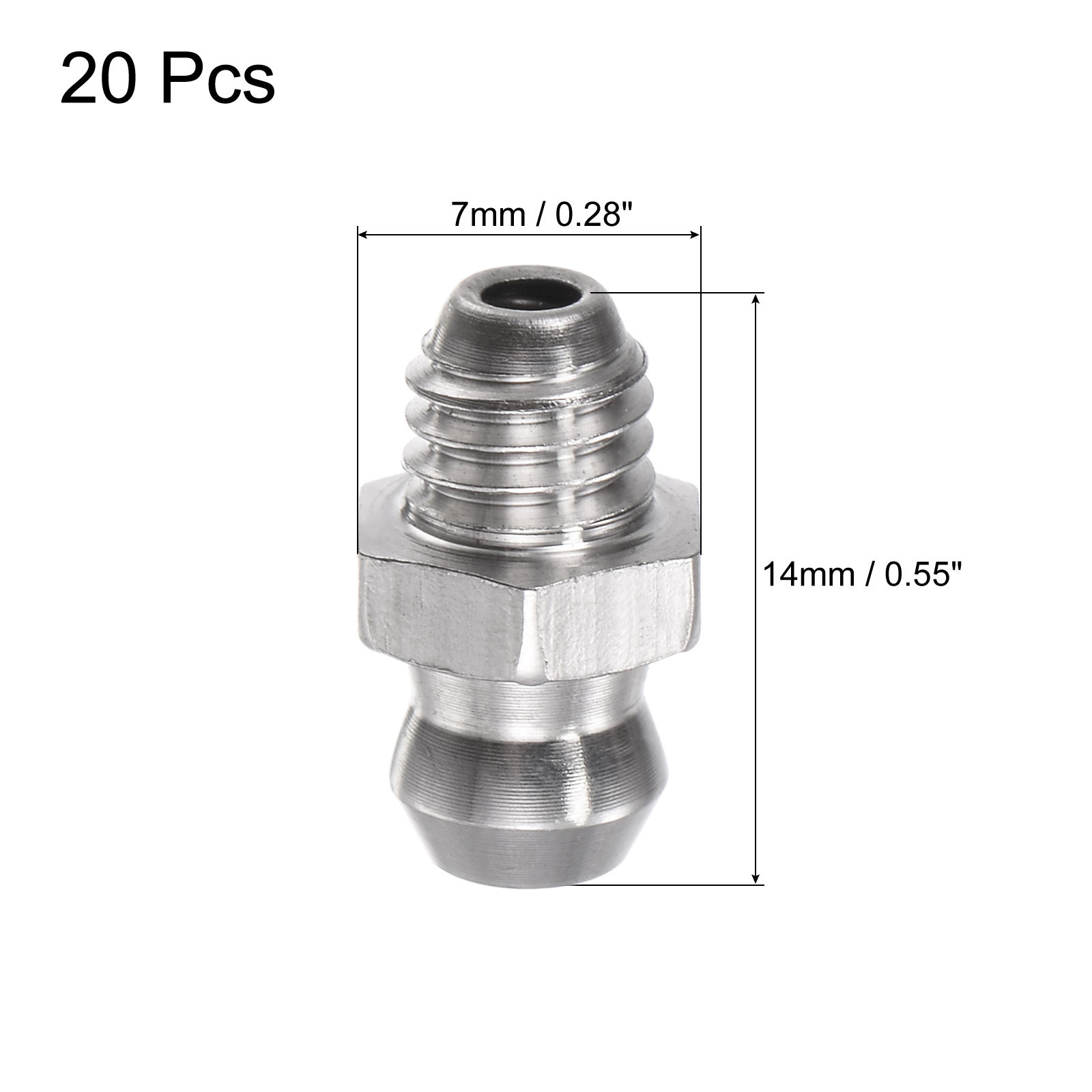 20Pcs 201 Stainless Steel Straight Hydraulic Grease Fitting M6 x 1mm Thread