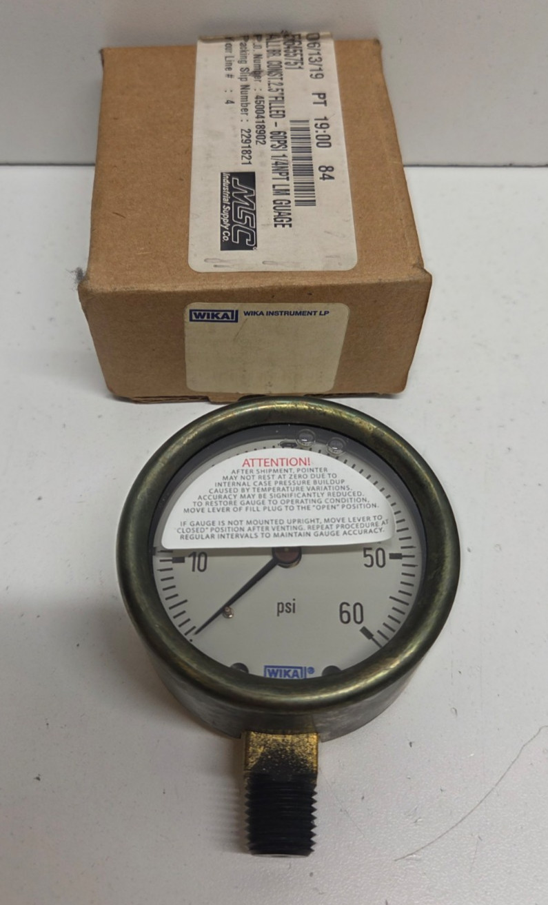 NEW IN BOX! WIKA 2.5″ 0-60 PSI 1/4″ NPT PRESSURE GAUGE 9310690
