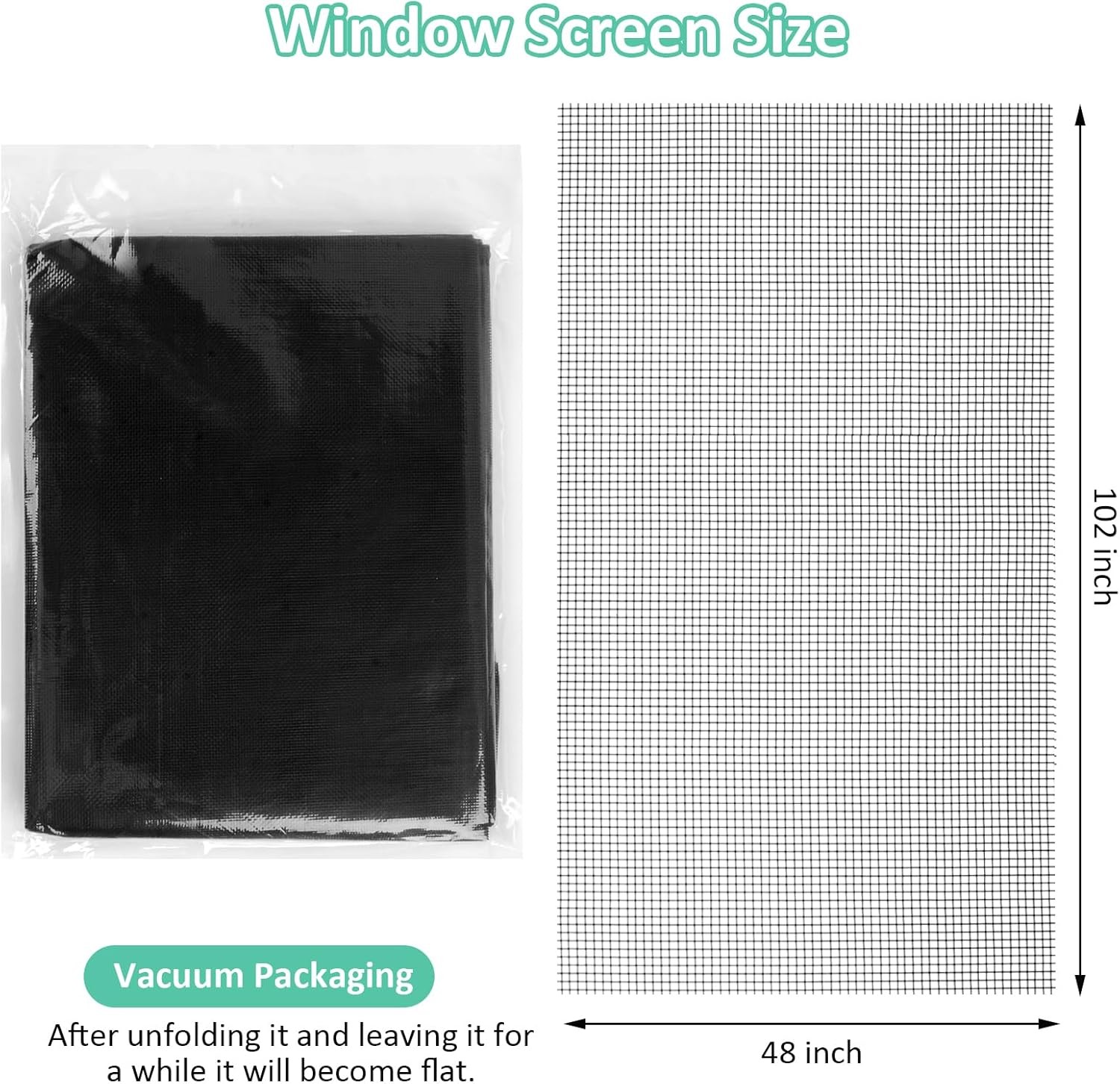 48×102 Inch Window Screen Replacement, DIY Adjustable Pet-Proof Patio Screen, An