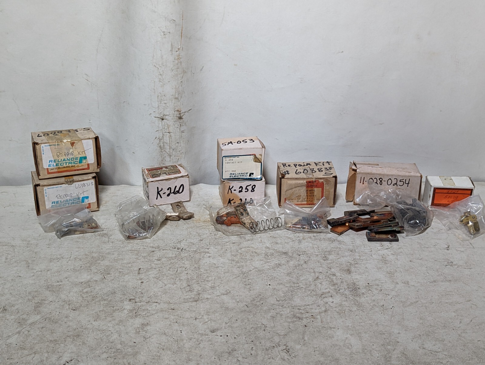 Reliance Electric repair kits: 608833S x3, K-260, K-258, Ward Leonard 5M19, 11-0