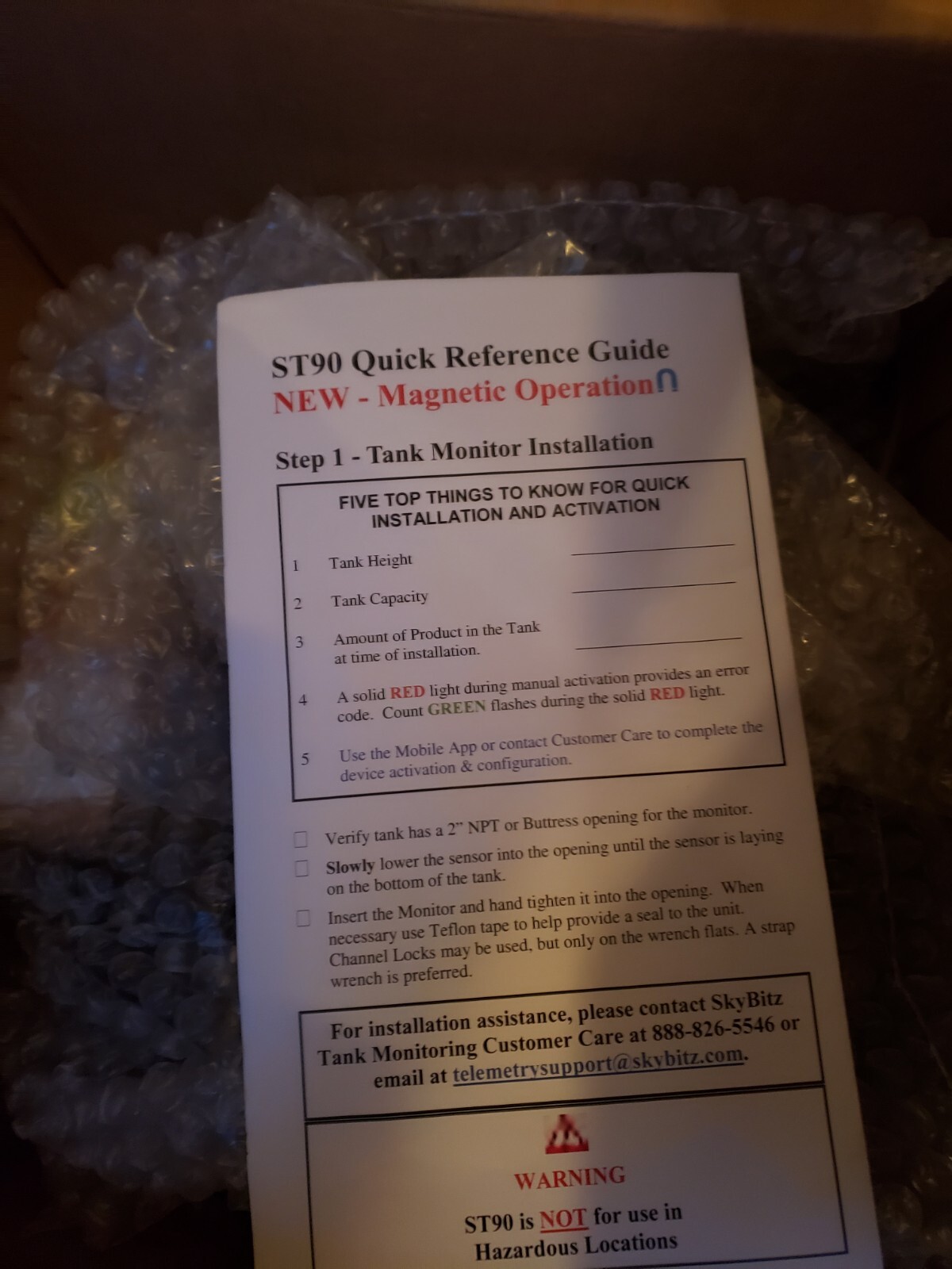 SmartTank ST90 LTE Wireless Tank Monitoring System, 90HV1-C00G4/20TG075-096- NEW