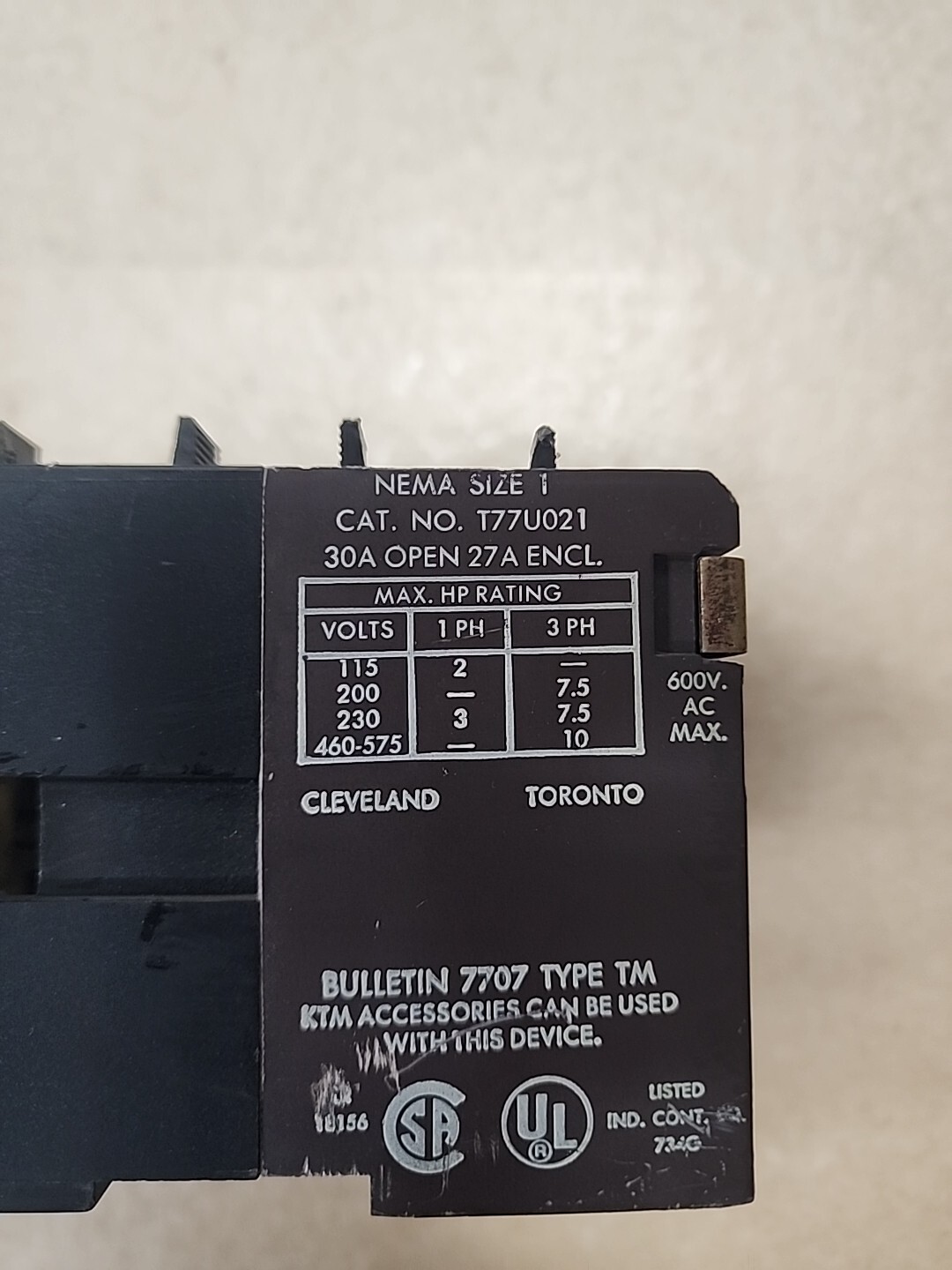 Sylvania 30 Amp Contactor T77U021 Joslyn Clark