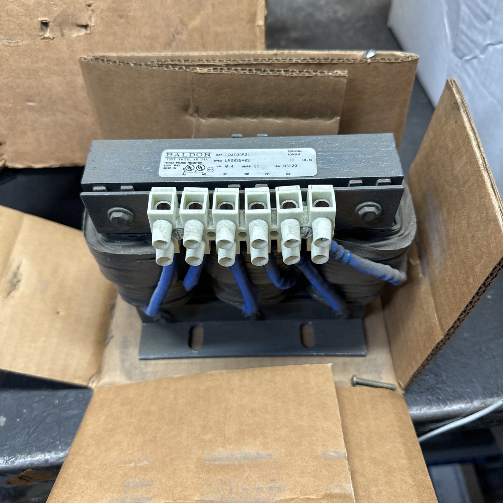 BALDOR 35A 0.4MH THREE PHASE LINE REACTOR LRAC03501