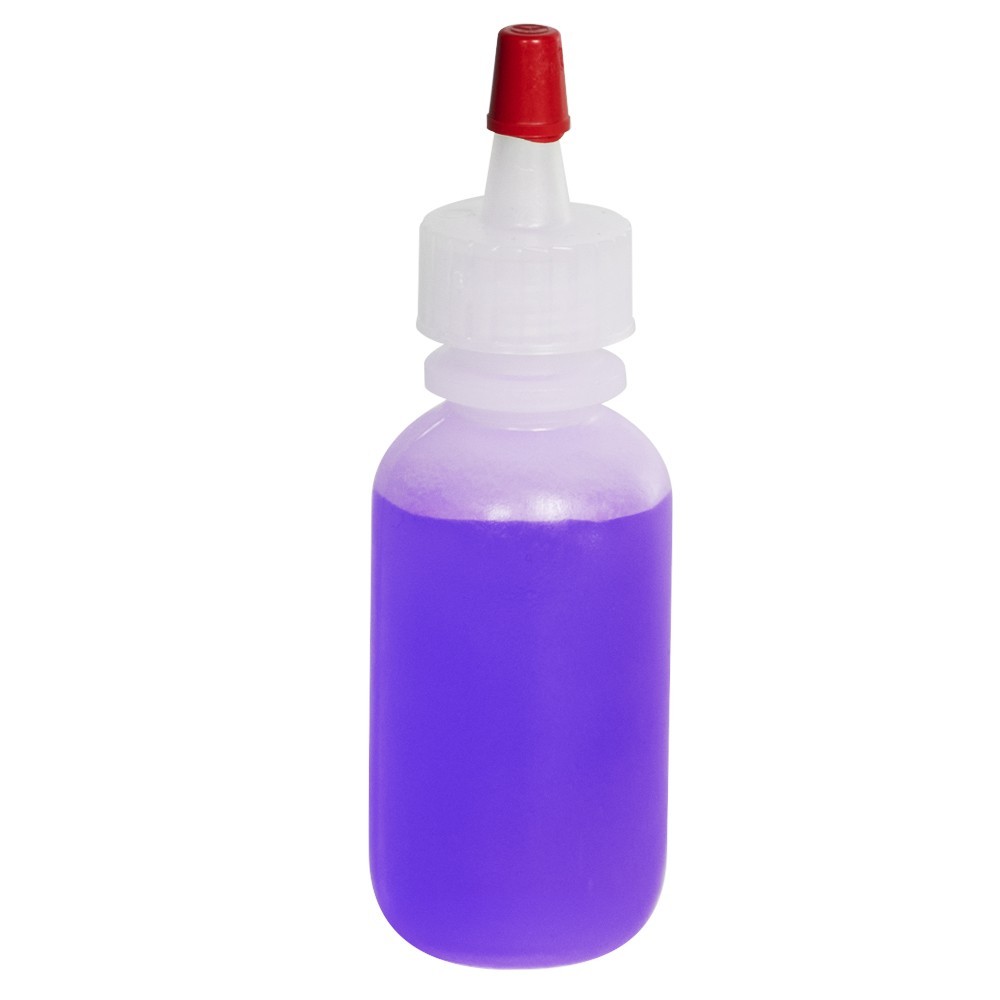 1 oz. Natural LDPE Boston Round Bottle w/ 18/400 Yorker Dispensing Cap Lot of 10