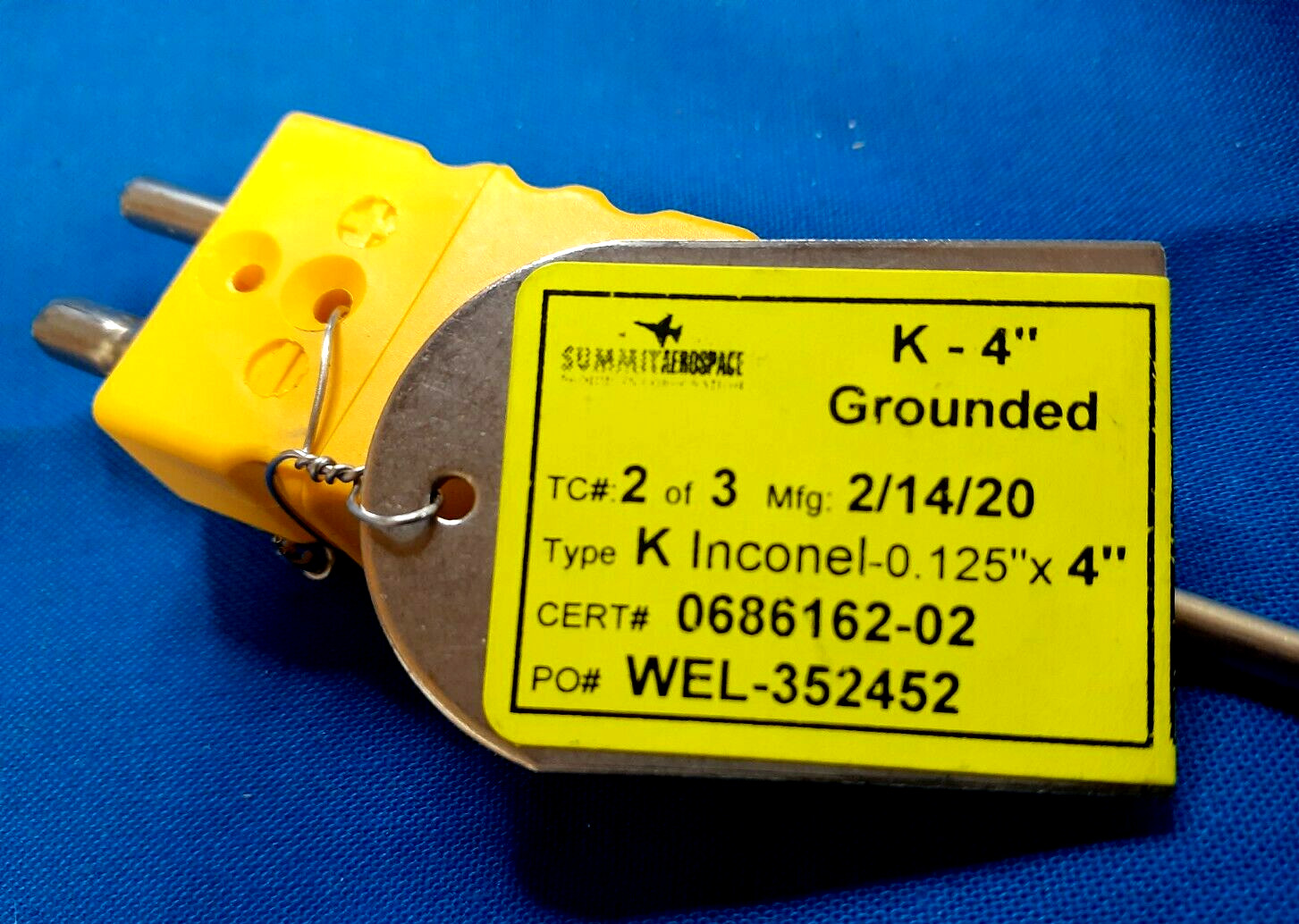 SUMMIT AEROSPACE TYPE K INCONEL THERMOCOUPLE WEL-35242 DIA: 0.125″ LENGTH: 4″
