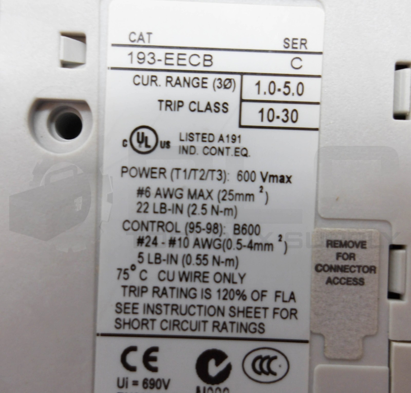 ALLEN BRADLEY 100-C09D*10 /A CONTACTOR W/ 100-F /B W/ 193-EECB /C