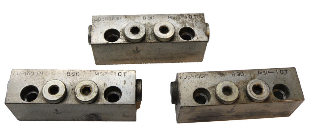 LOT OF 3 LUBRIQUIP MSP-10T DIVIDER VALVE