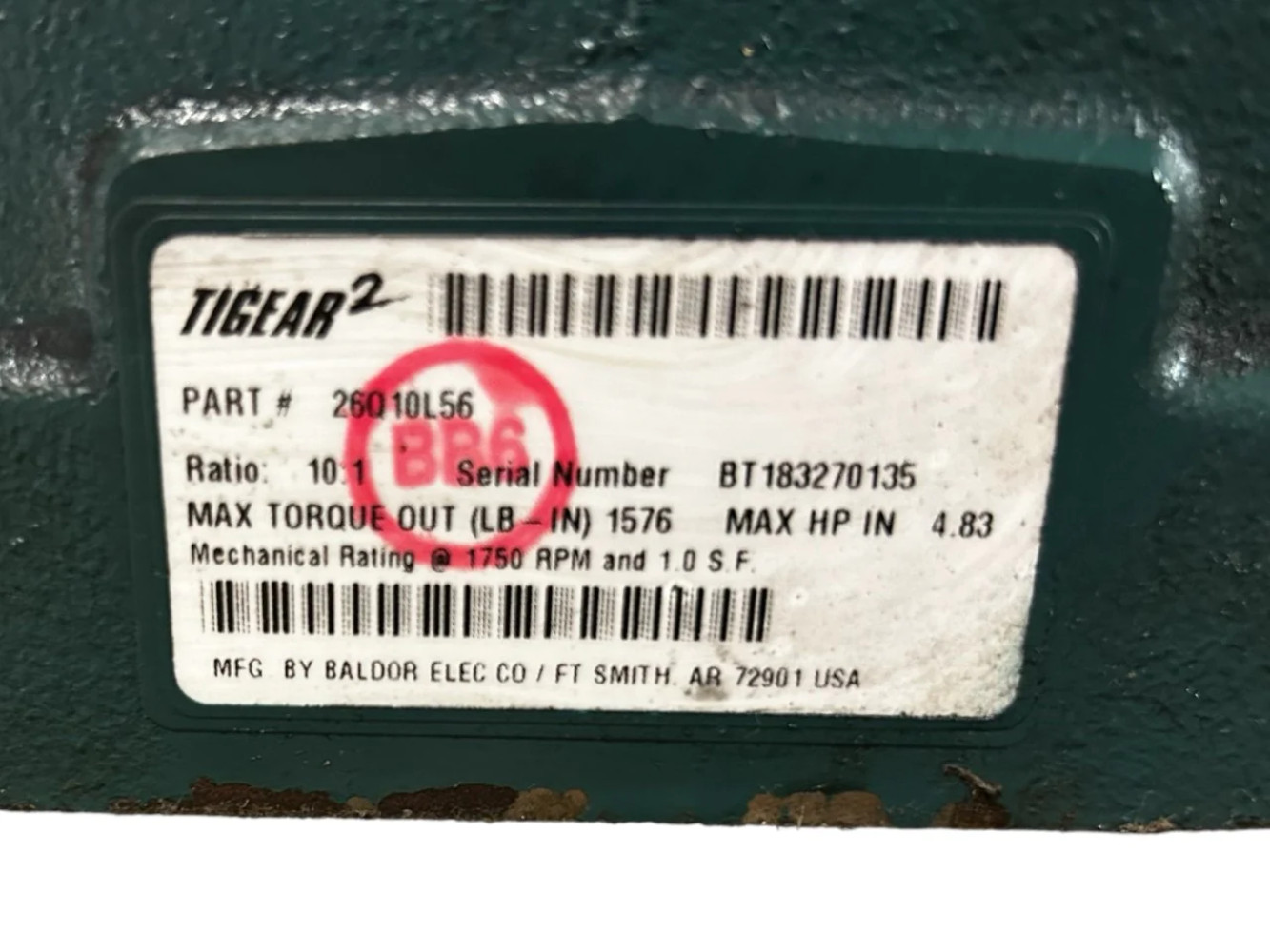 Dodge Tigear-2, 26Q10L56, Standard, Right Angle, Worm Gear, Speed Reducer, Quill