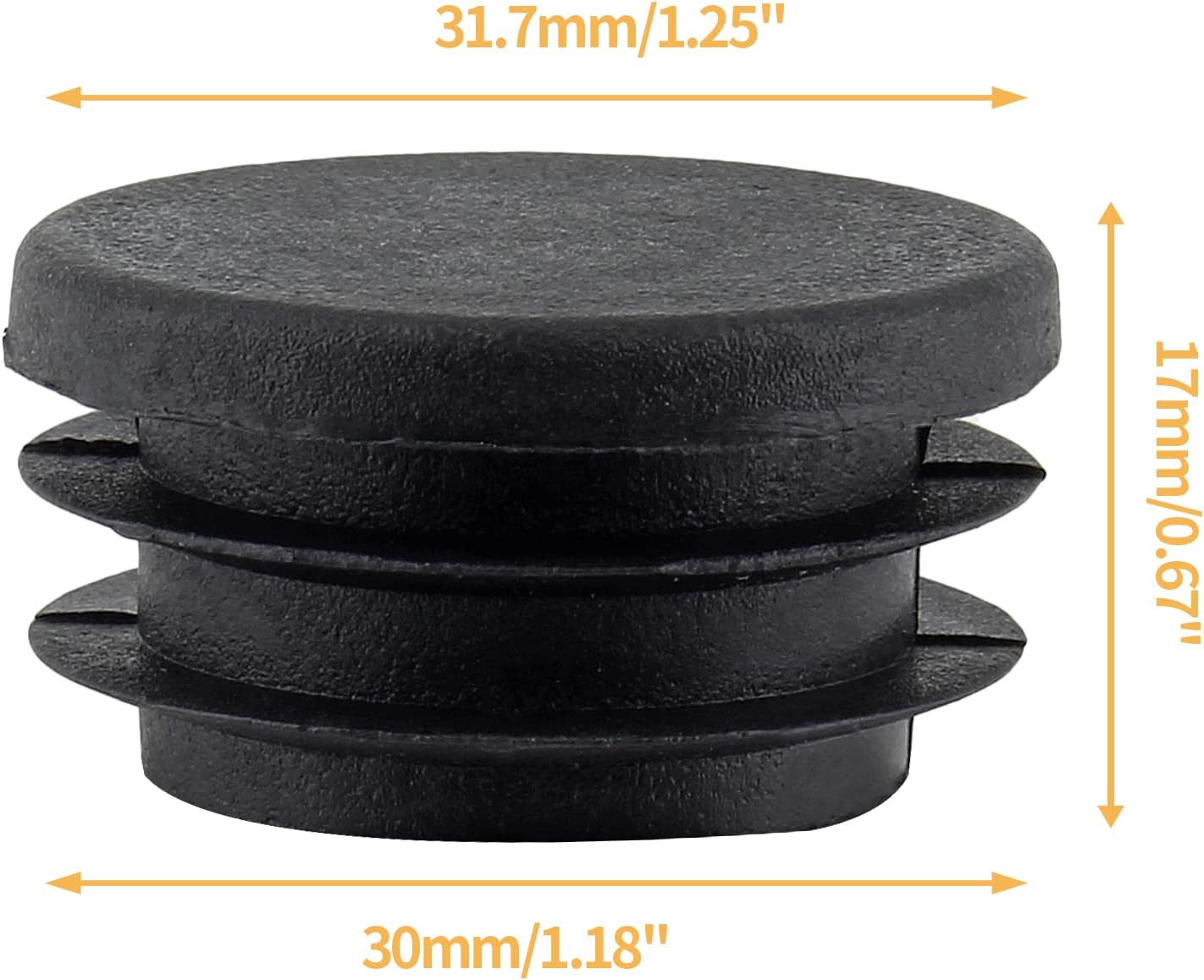 30 Pcs 1-1/4″ round Plastic Plugs Insert Black End Caps Tubing End Caps for roun