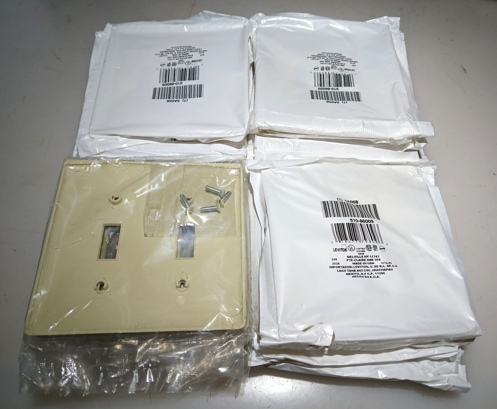 Leviton 5A058 & Assorted 2-Gang Light Switch Cover Buff 21-Pkg. [Missing Screws]