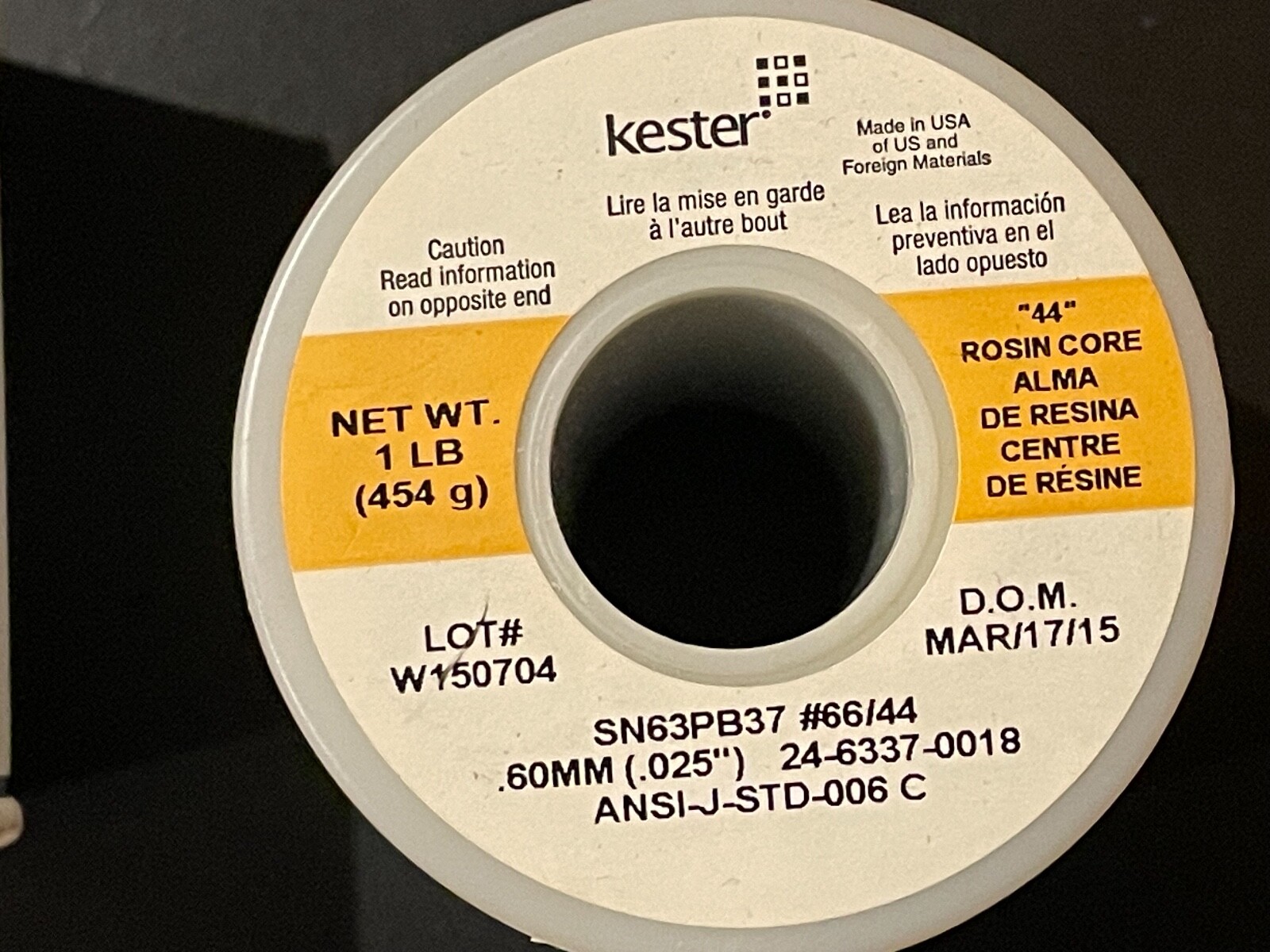 Kester 24-6337-0018 1Lb Solder wire