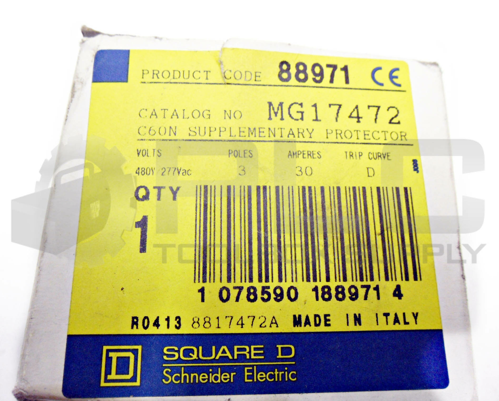 NEW SQUARE D MG17472 SUPPLEMENTARY PROTECTOR 30 AMP, 3 POLE, D CURVE, MG-17472