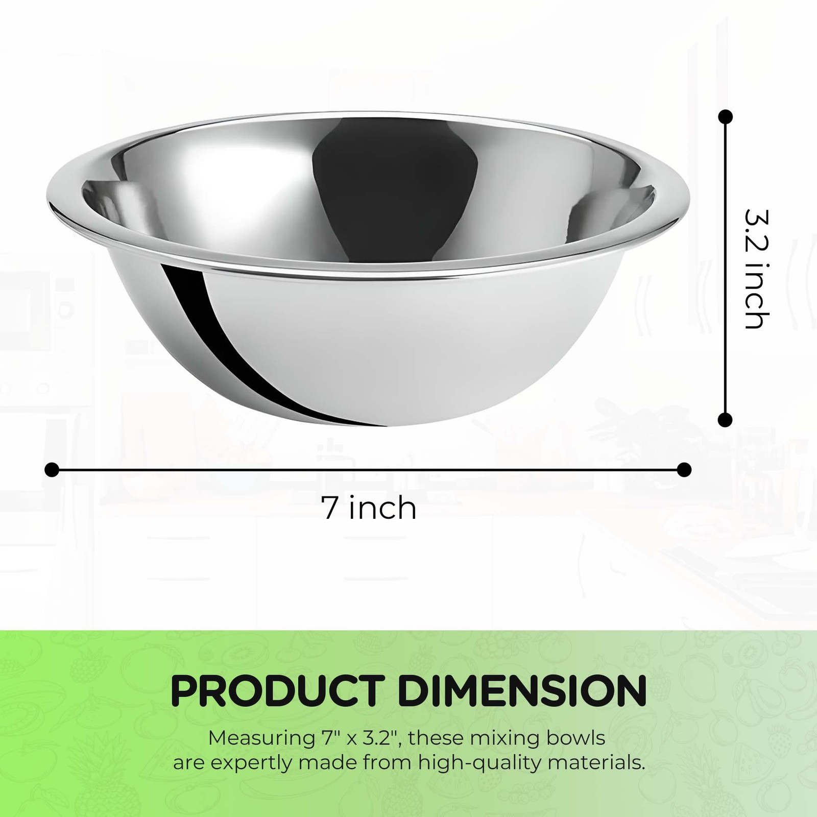OCS Parts 4-Pack 7-Inch 0.75 Quart Stainless Steel Mixing Bowls