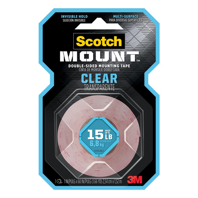 3M Scotch-Mount Double Sided 1 in. W X 60 in. L Mounting Tape Clear (Pack of 18)
