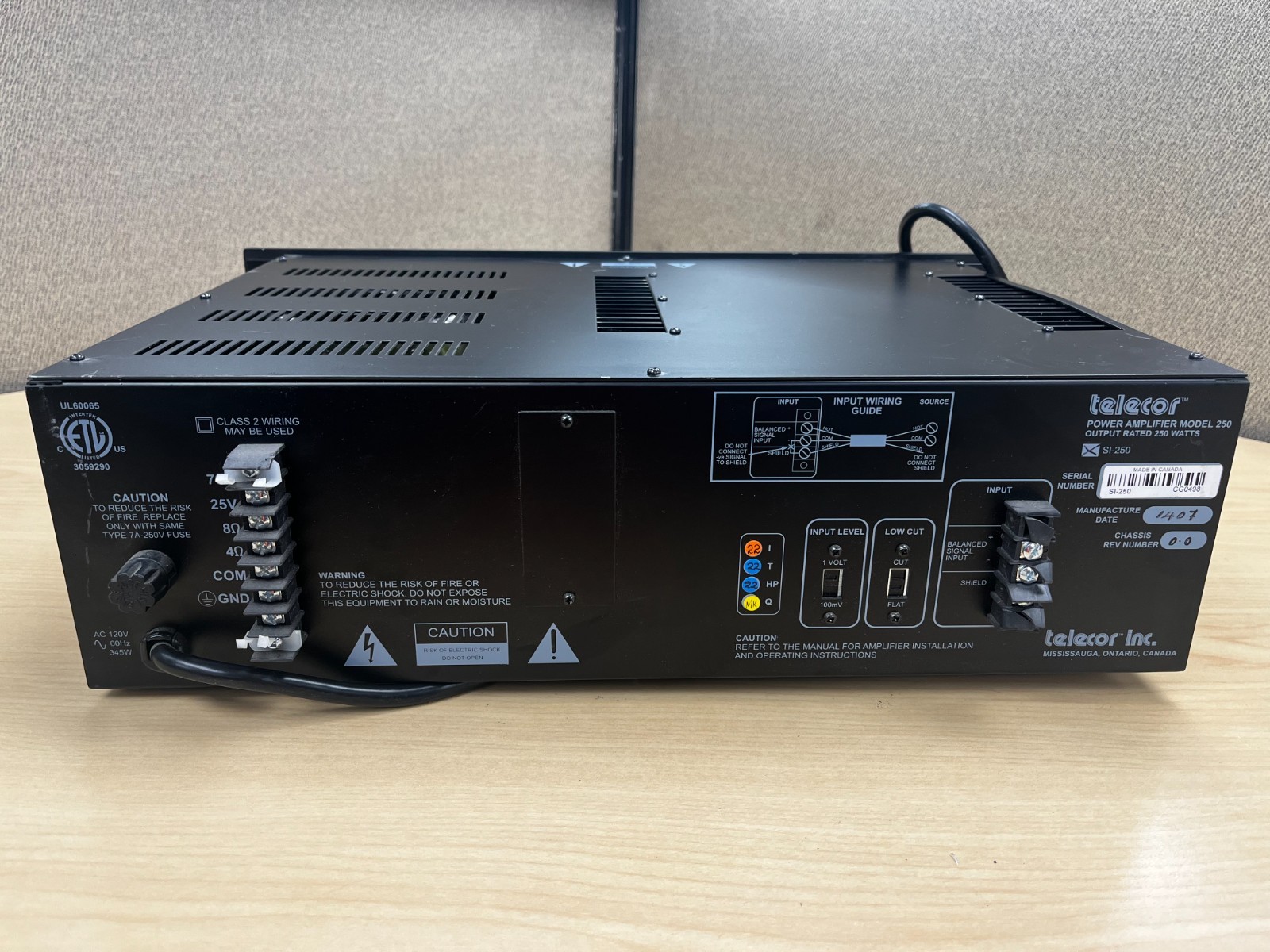 Telecor SI-250 Power Amplifier, 250W RMS, High Efficiency, used